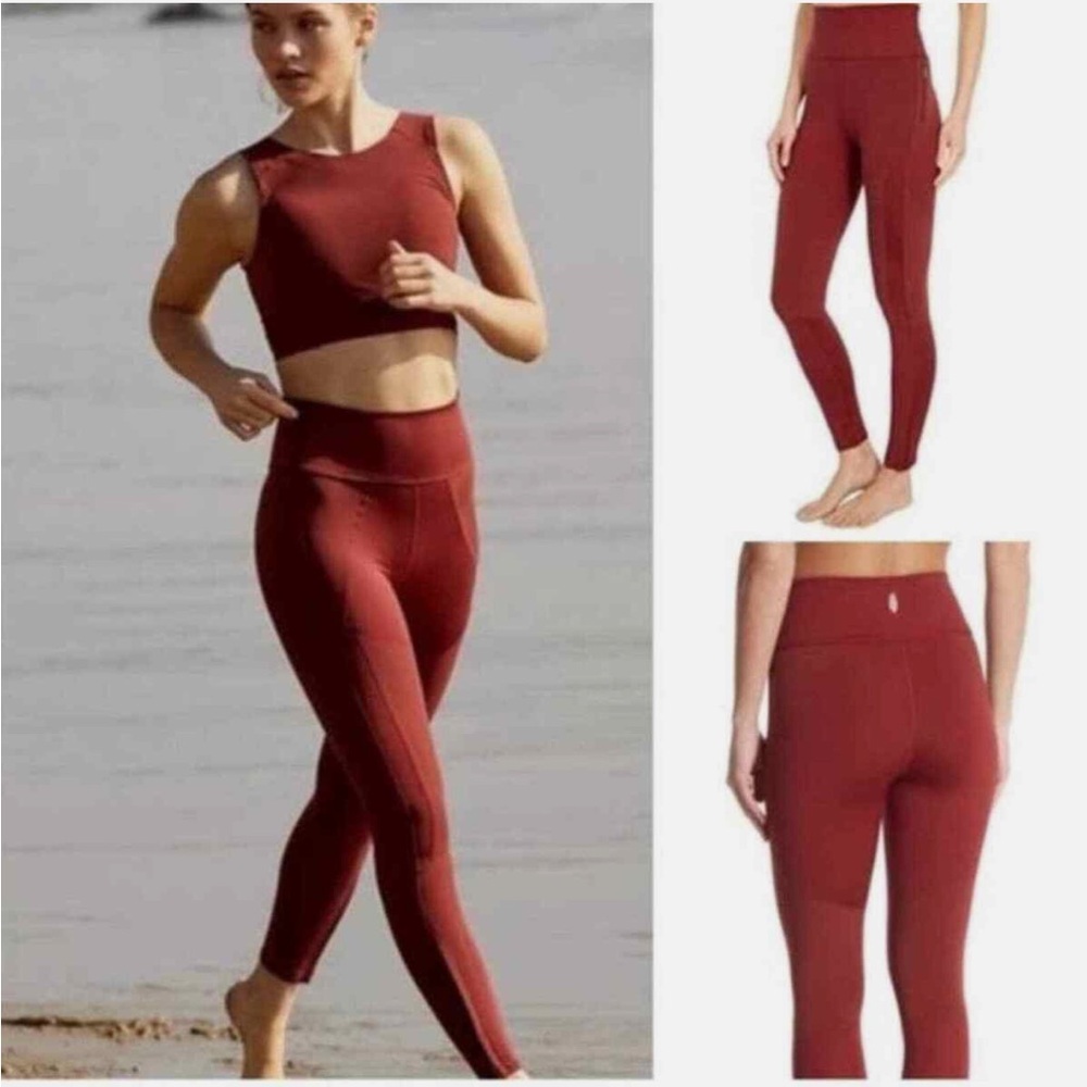 J17 Free People Movement Burnt Red Born‎ To Run High Rise Leggings